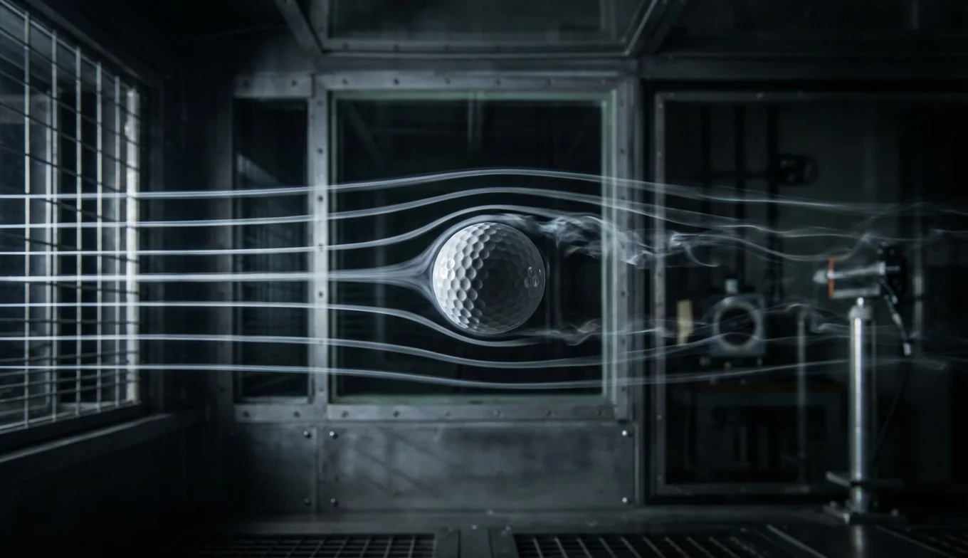 hoyuelos en las pelotas de golf - demostración de flujo de aire en túnel de viento