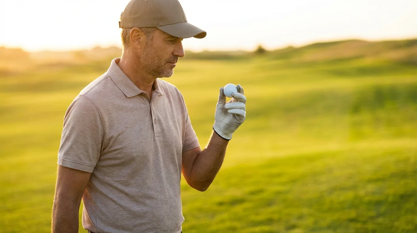 hoyuelos en las pelotas de golf - golfista observando su bola en el campo
