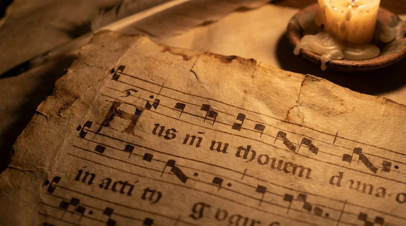 origen matemático de las notas musicales - partitura antigua y notación de Guido de Arezzo