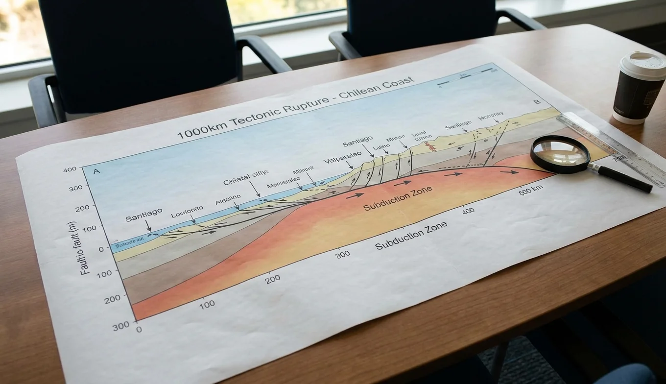 terremoto de Valdivia 1960 - representación de la ruptura tectónica