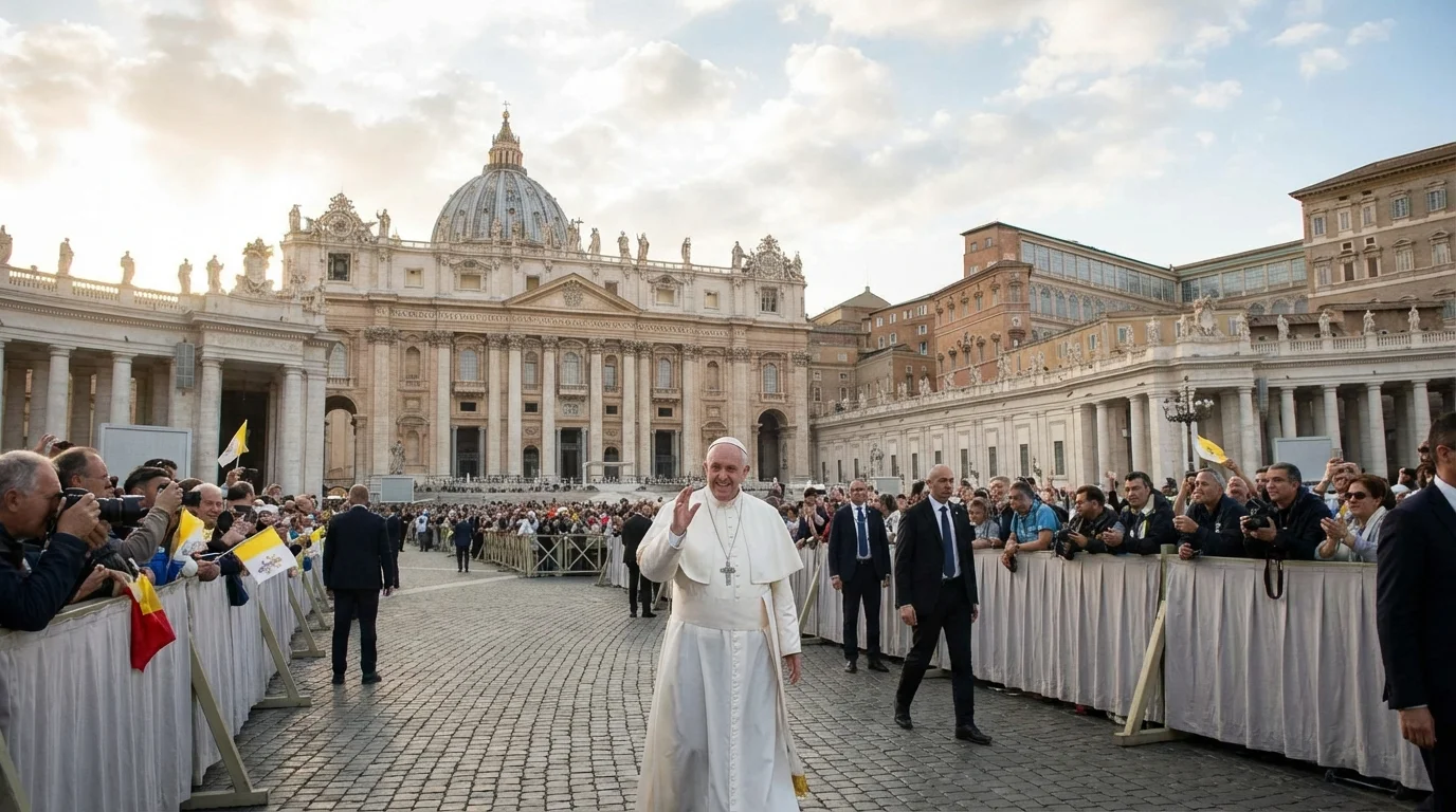 legado del Papa Francisco - El Papa Francisco caminando por la Plaza de San Pedro representando su liderazgo
