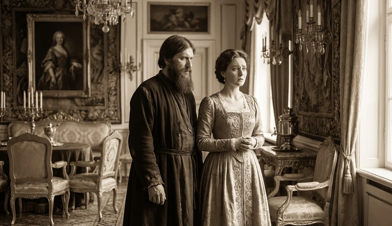 quién es rasputín y qué hizo - Rasputín junto a la zarina Alejandra en el palacio