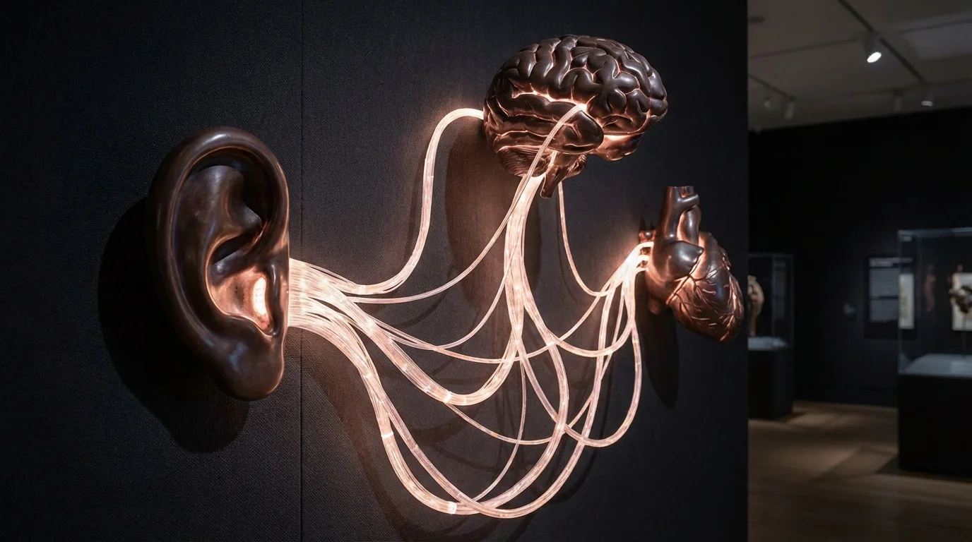 frisson musical - representación de conexiones neuronales entre el oído y las emociones