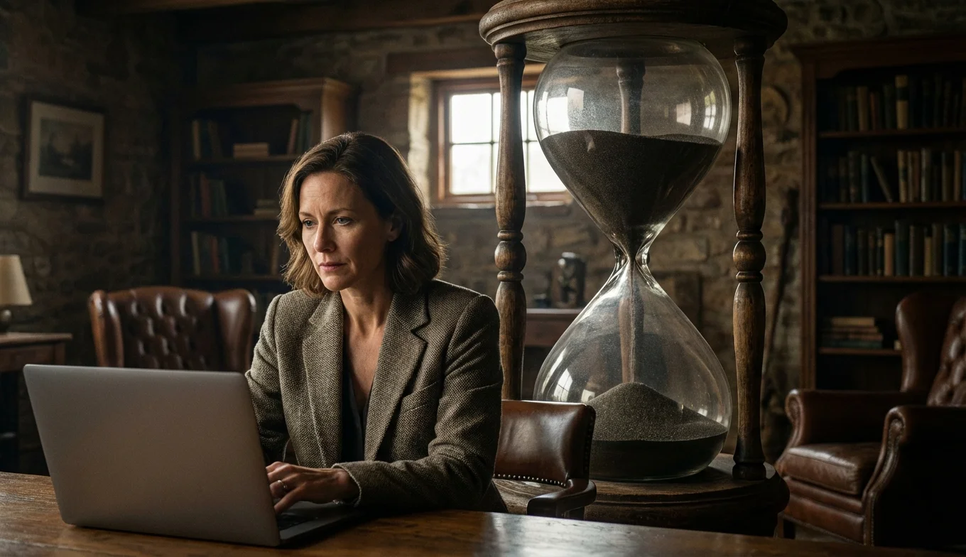 procrastinación científica - imagen destacada de una persona frente al tiempo y la tecnología