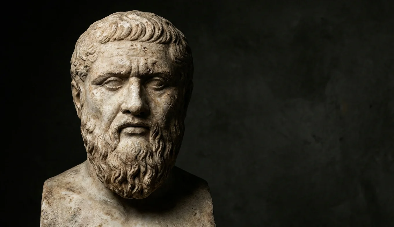 Platón - busto clásico del filósofo griego destacando su importancia histórica