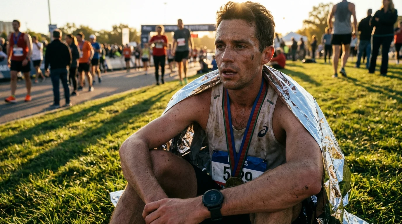 Pulsaciones bajas en atletas: El secreto de un corazón de élite 2 pulsaciones bajas en atletas - corredor de élite revisando su ritmo cardíaco bajo en un reloj inteligente