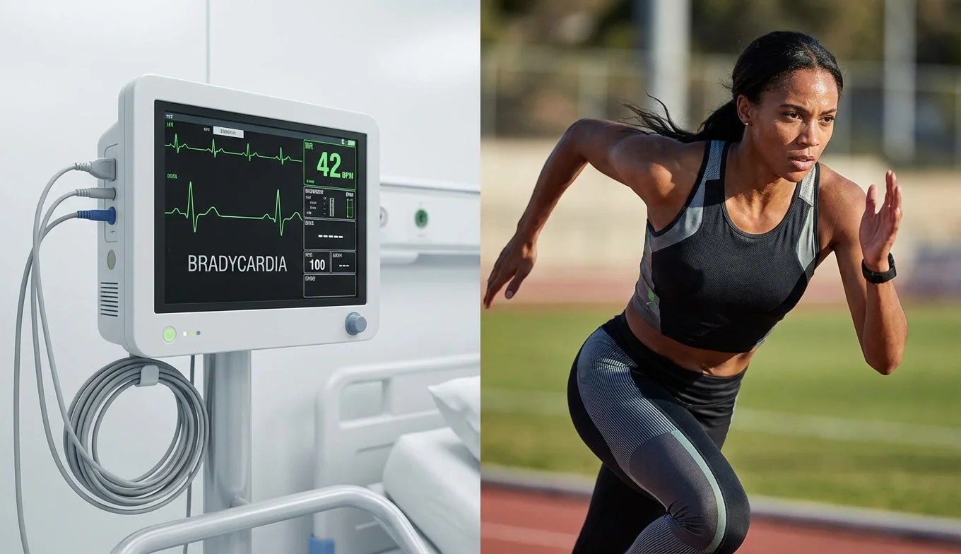 Pulsaciones bajas en atletas: El secreto de un corazón de élite 6 pulsaciones bajas en atletas - monitor médico mostrando ritmo cardíaco bajo en un entorno deportivo controlado