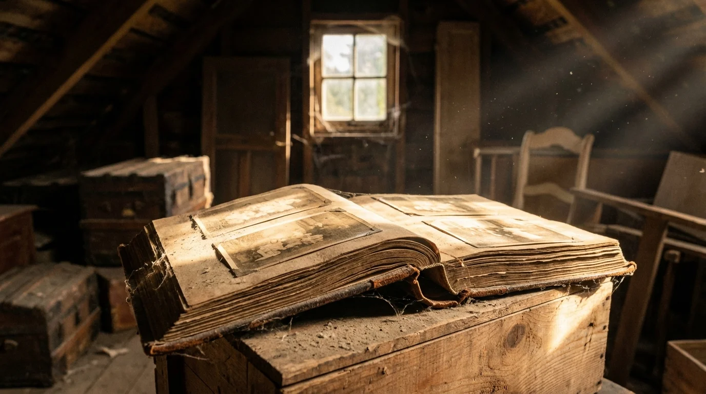 realidades crueles de la vida - álbum de fotos antiguo y olvidado representando el paso de las generaciones