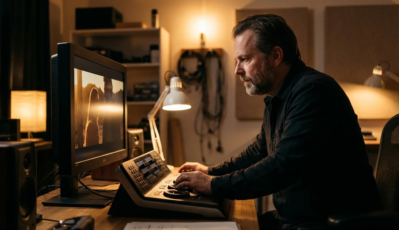 Cómo el uso del color cambió la psicología del espectador en el cine 2 uso del color en el cine - cinematógrafo ajustando la paleta de color en un monitor de postproducción