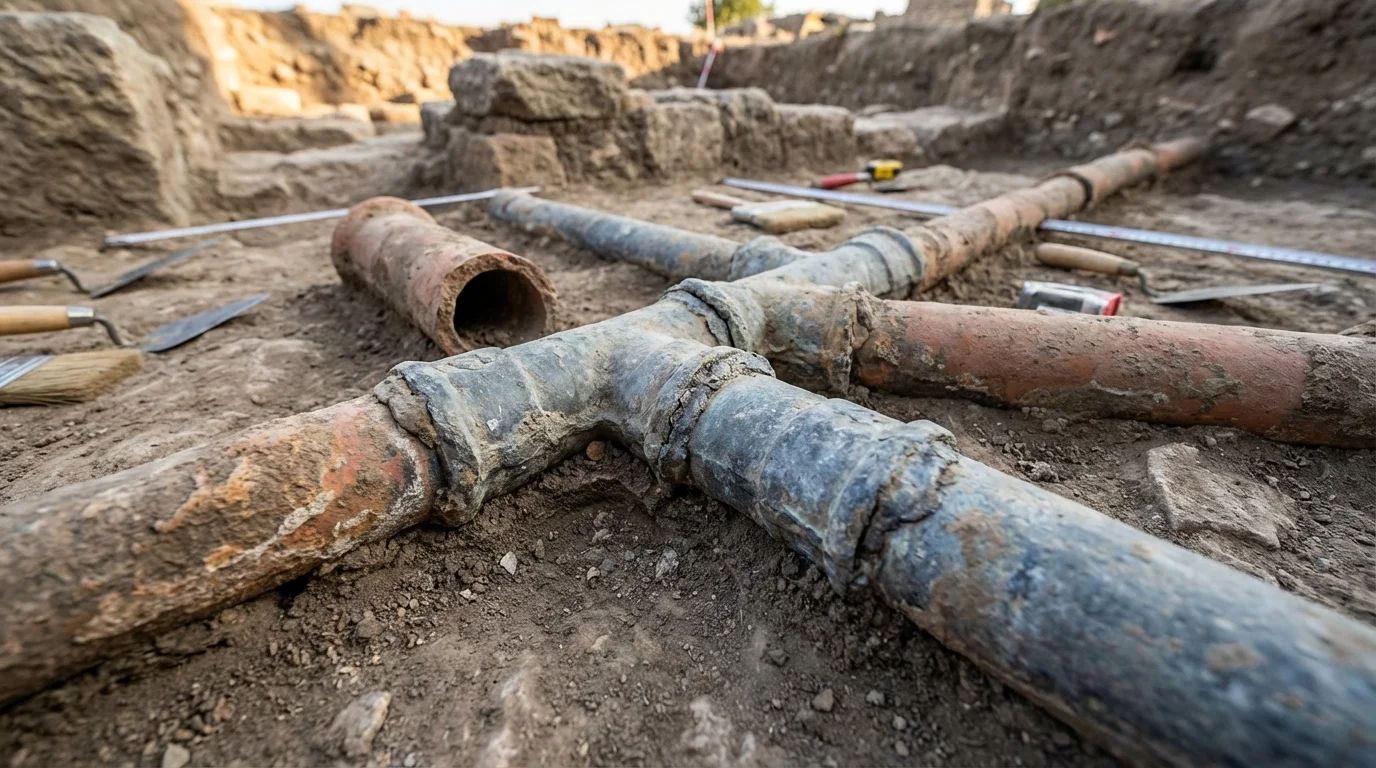 Ingeniería romana del agua y el impacto de su red 4 ingeniería romana del agua - restos de tuberías antiguas de plomo y cerámica