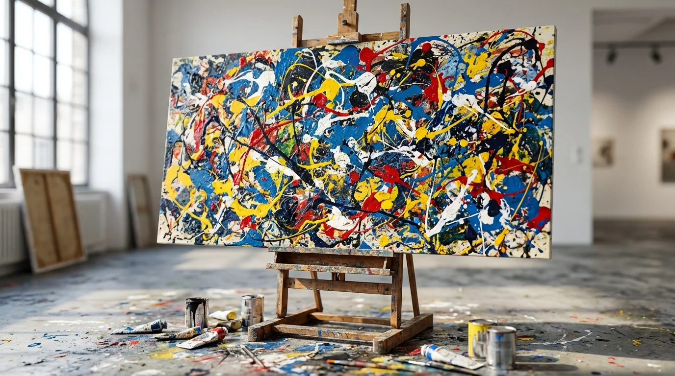 geometría fractal de Pollock - imagen destacada de una pintura abstracta de goteo