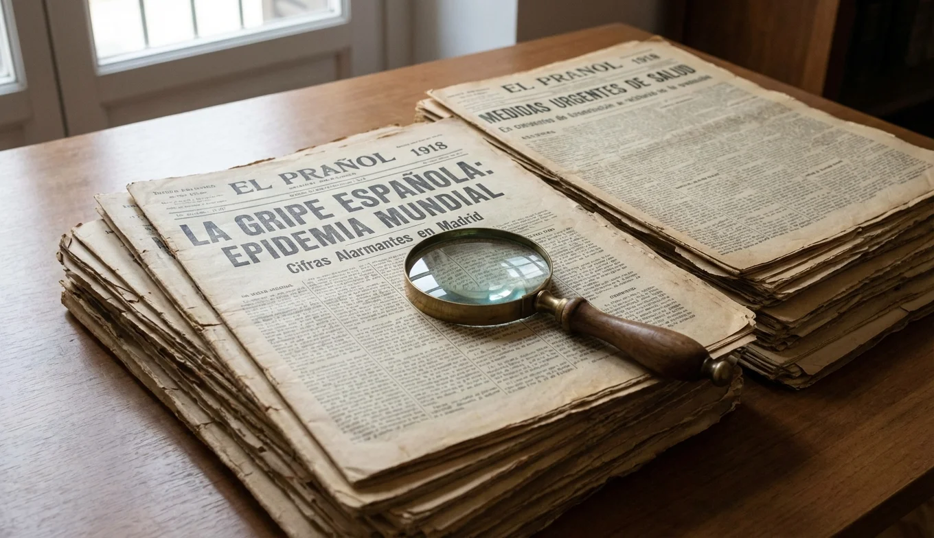 gripe española - periódicos antiguos de 1918 informando sobre la pandemia
