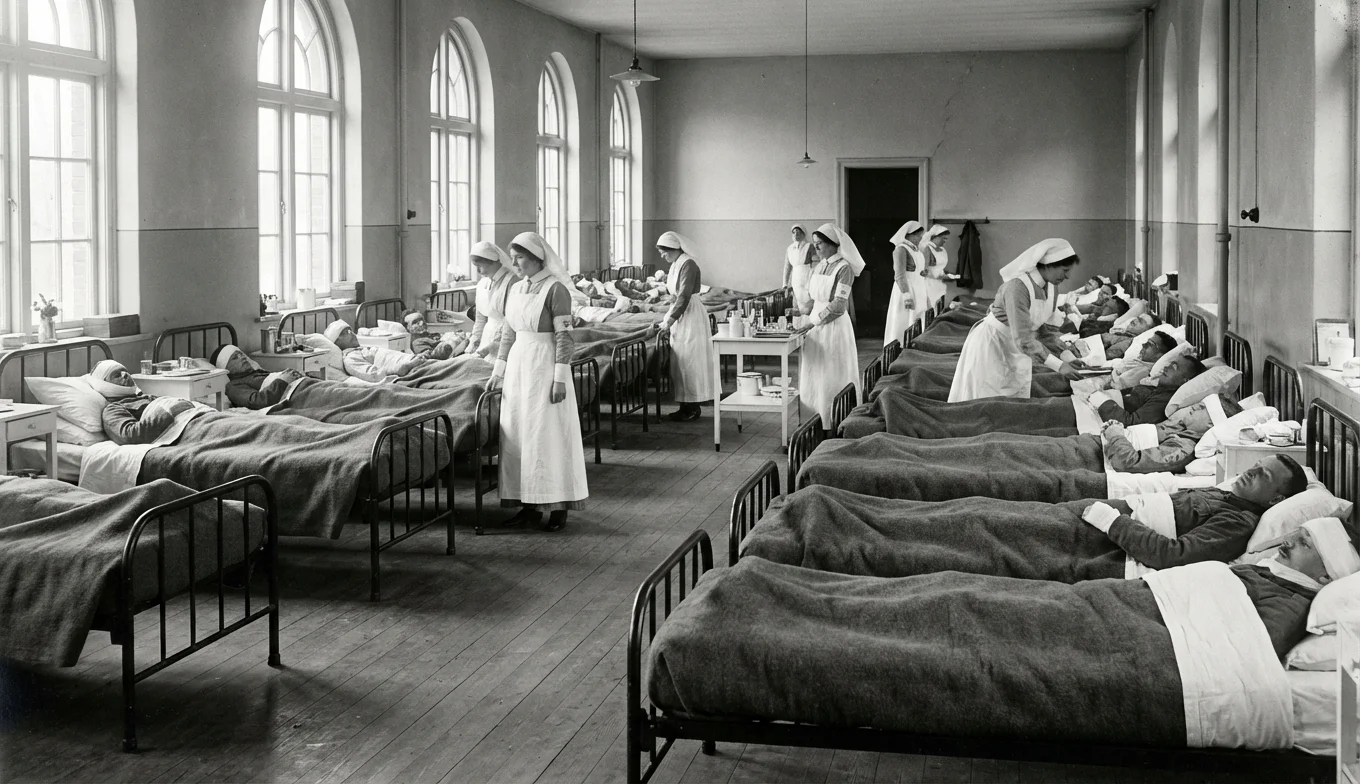 gripe española - hospital militar en 1918 durante el brote inicial