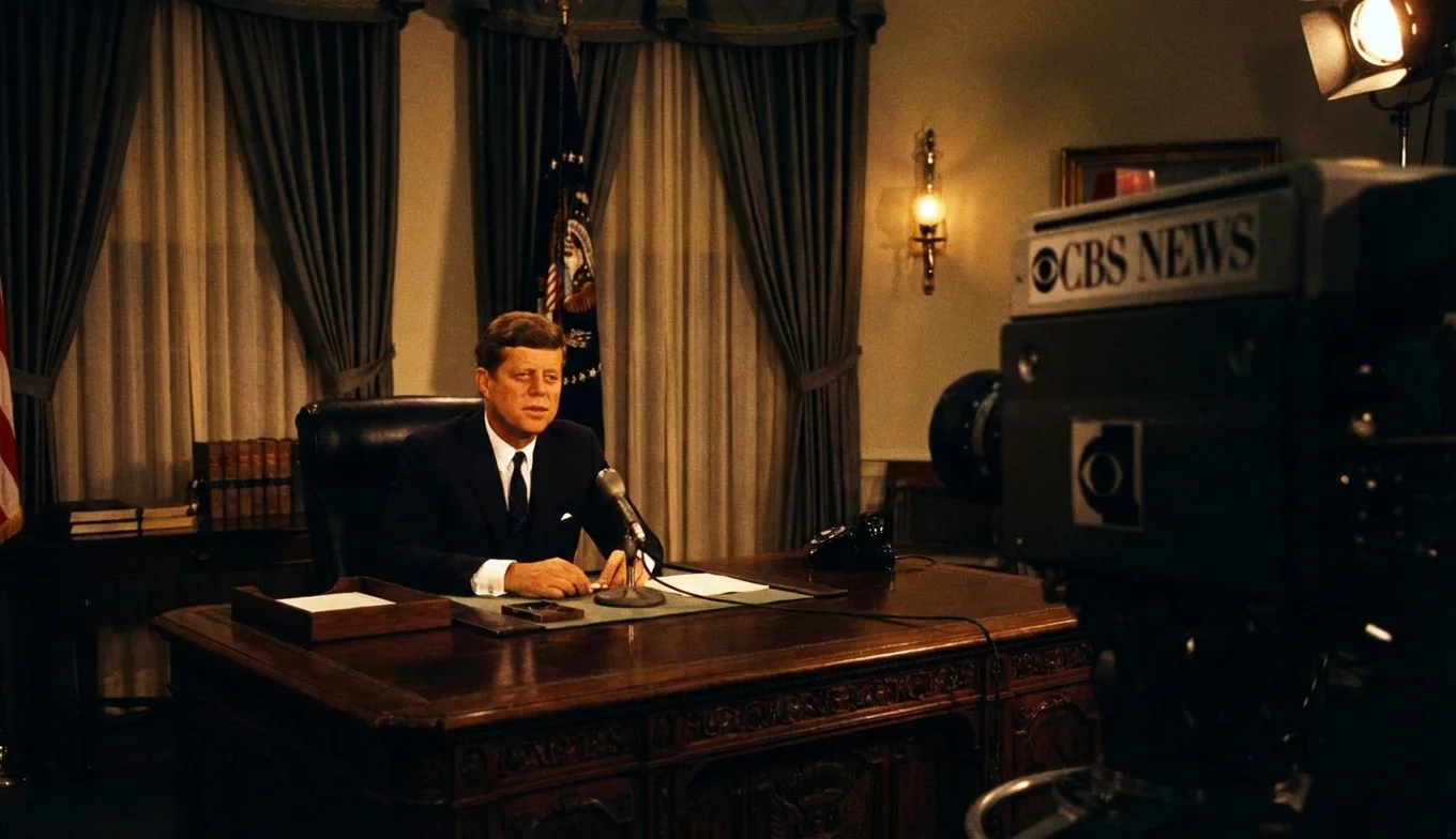 Crisis de los misiles de Cuba y su impacto histórico 3 crisis de los misiles de cuba - Kennedy dando su discurso por televisión nacional