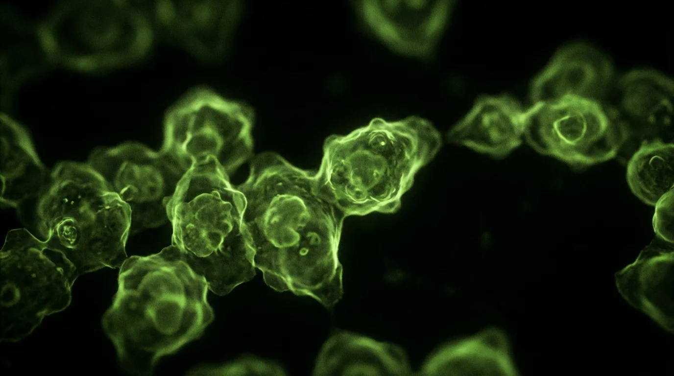 películas de terror - células inmunitarias bajo el microscopio en entorno oscuro