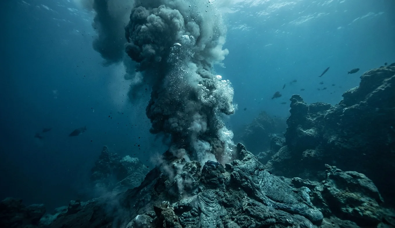 diferencia entre tsunami y maremoto - volcán submarino en erupción