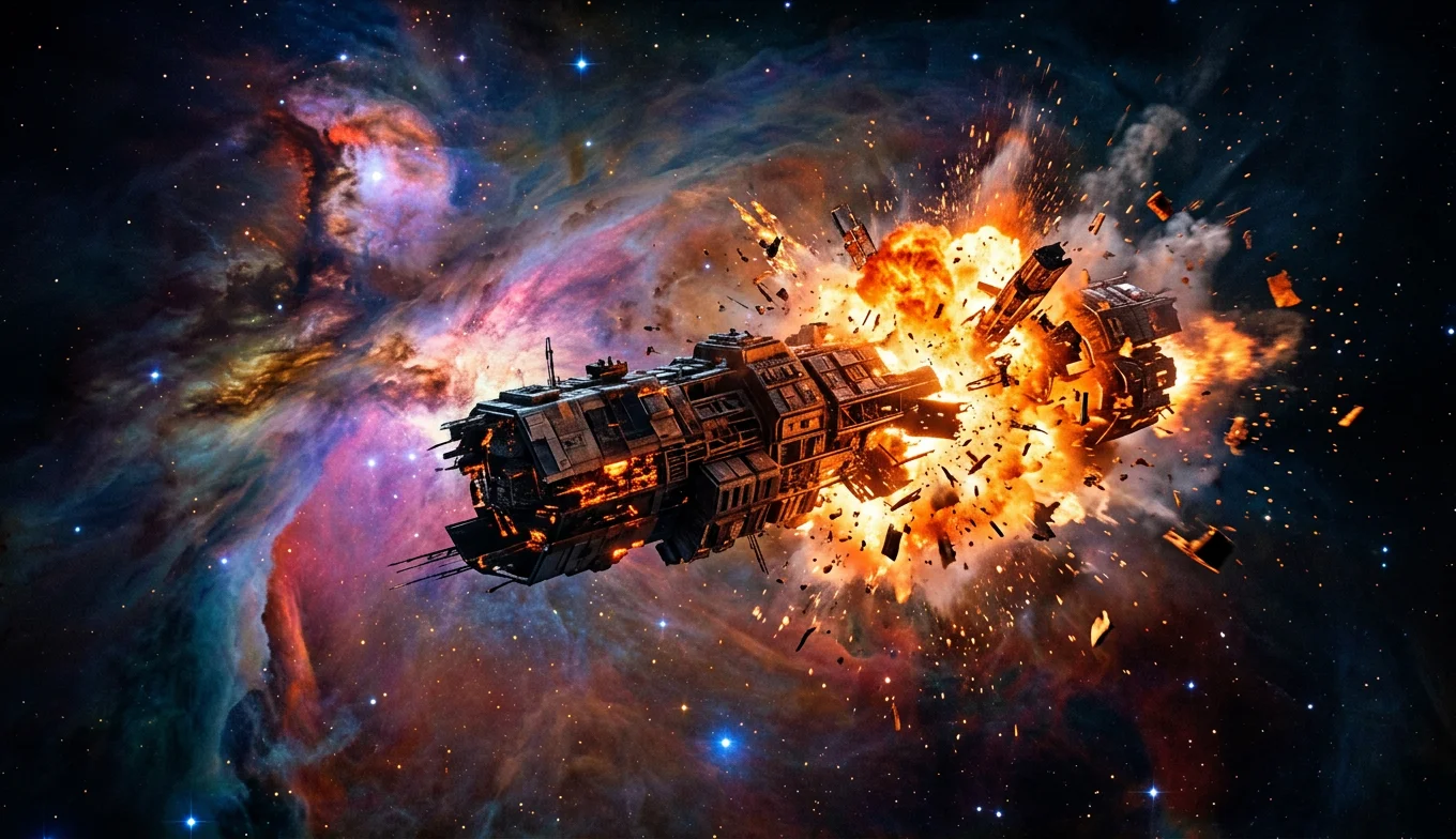 Cine de ciencia ficción y la realidad de la física 2 cine de ciencia ficción - explosión silenciosa en el espacio profundo con colores vibrantes