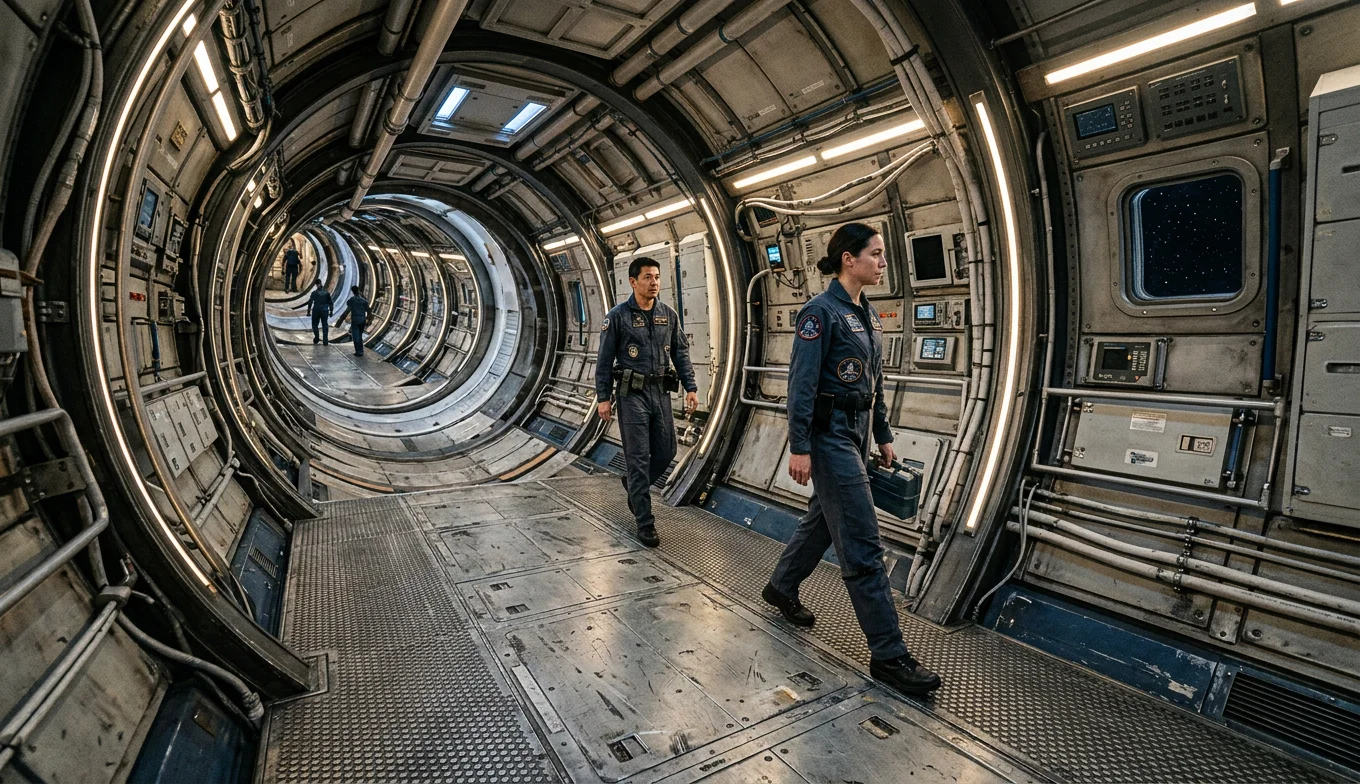 Cine de ciencia ficción y la realidad de la física 3 cine de ciencia ficción - nave espacial con gravedad artificial mediante rotación