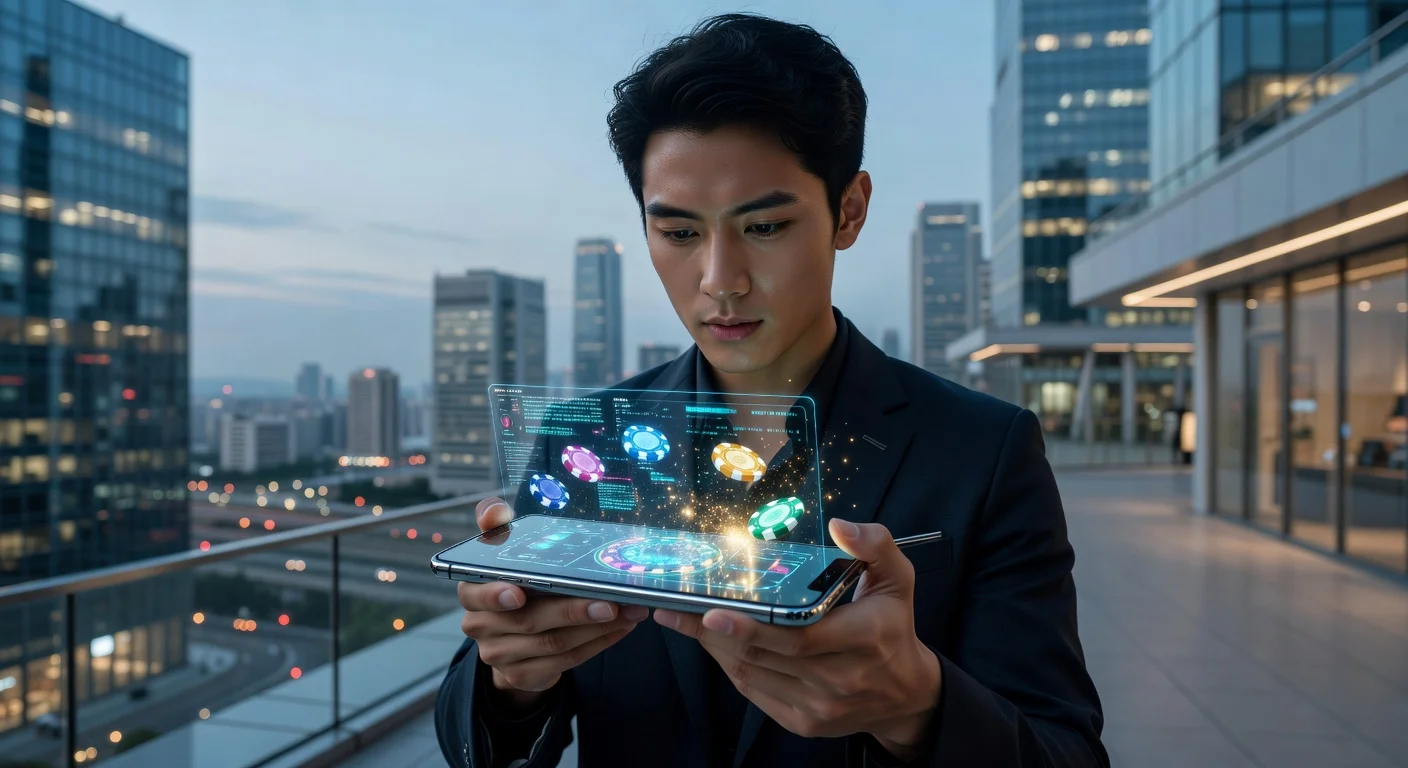 historia del casino - persona jugando en un casino digital desde su smartphone