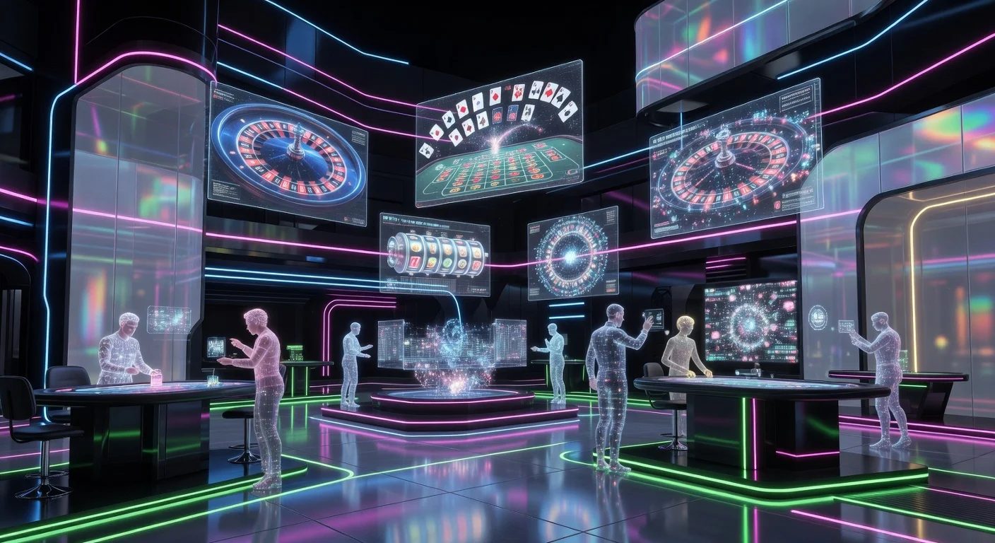 historia del casino - representación futurista de un casino en el metaverso