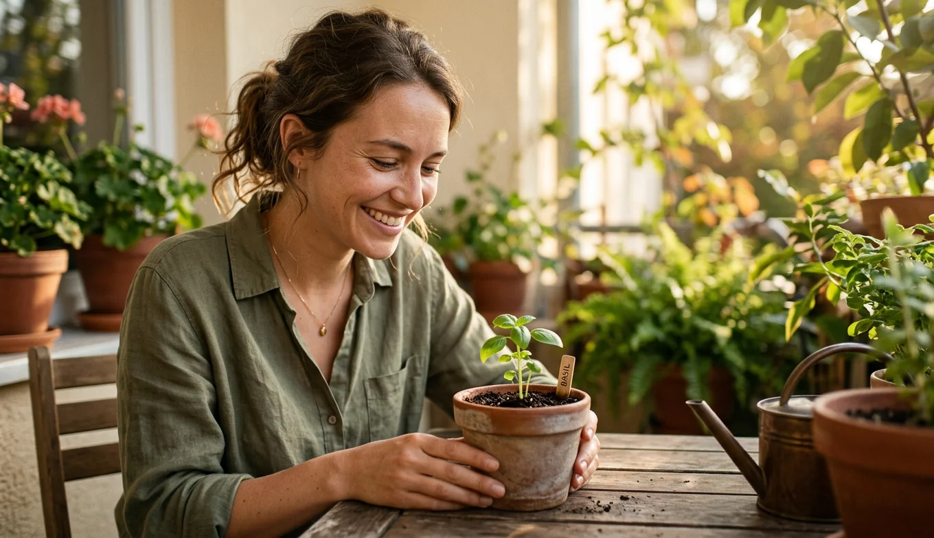 Jardinería reduce el cortisol según la ciencia moderna 6 jardinería reduce el cortisol - persona feliz cuidando un pequeño brote