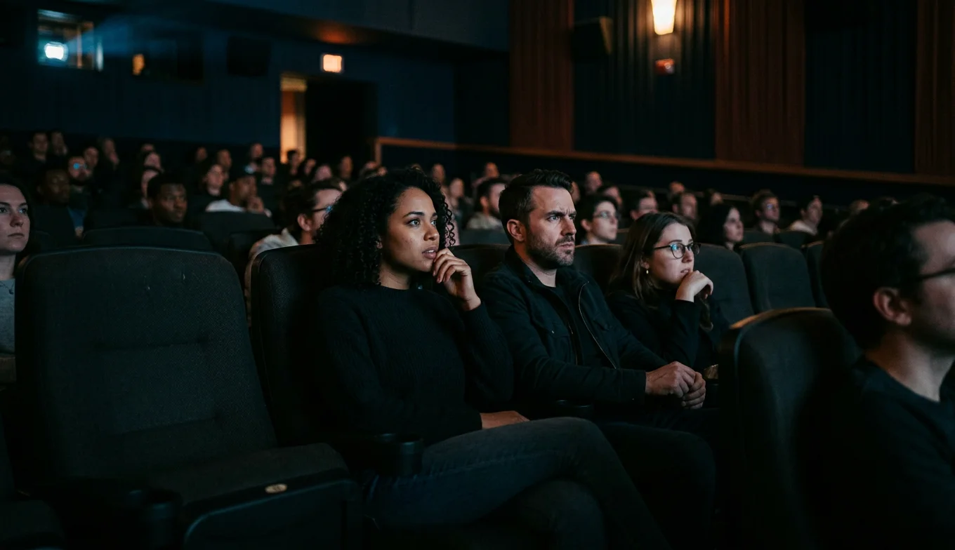 Ciencia y emociones en el cine: la ingeniería del impacto 2 emociones en el cine - público en una sala oscura experimentando tensión física