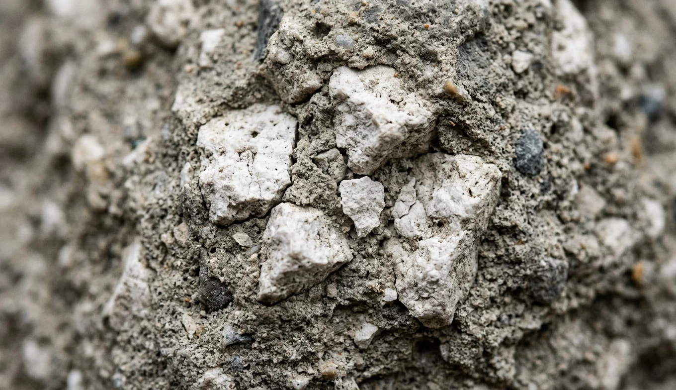 La Ciencia del Hormigón Romano y su Estrategia de Resistencia 3 hormigón romano - macrofotografía de clastos de cal en una muestra de concreto antiguo