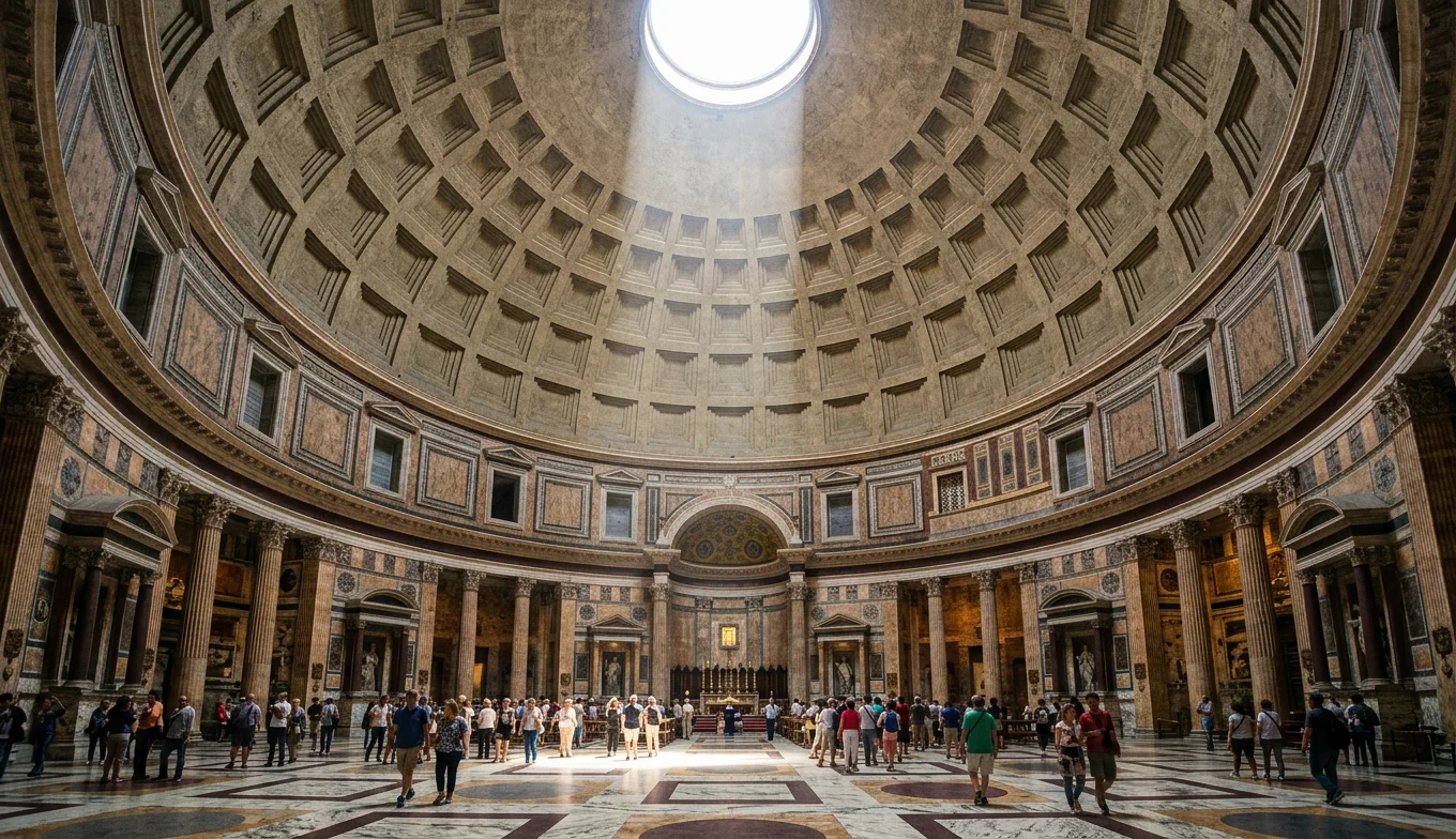 La Ciencia del Hormigón Romano y su Estrategia de Resistencia 2 hormigón romano - interior del Panteón de Roma destacando su estructura milenaria