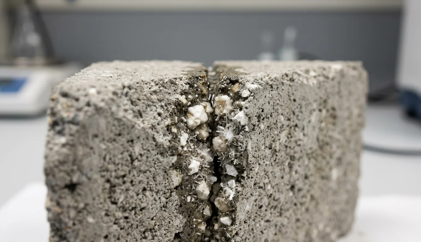 La Ciencia del Hormigón Romano y su Estrategia de Resistencia 5 hormigón romano - visualización científica del proceso de autorreparación con agua y cal