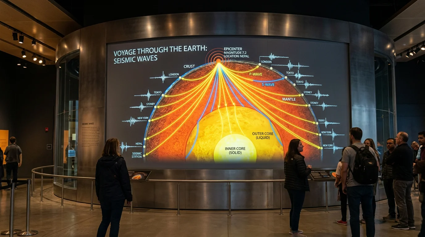 núcleo de la Tierra - ondas sísmicas atravesando las capas del planeta
