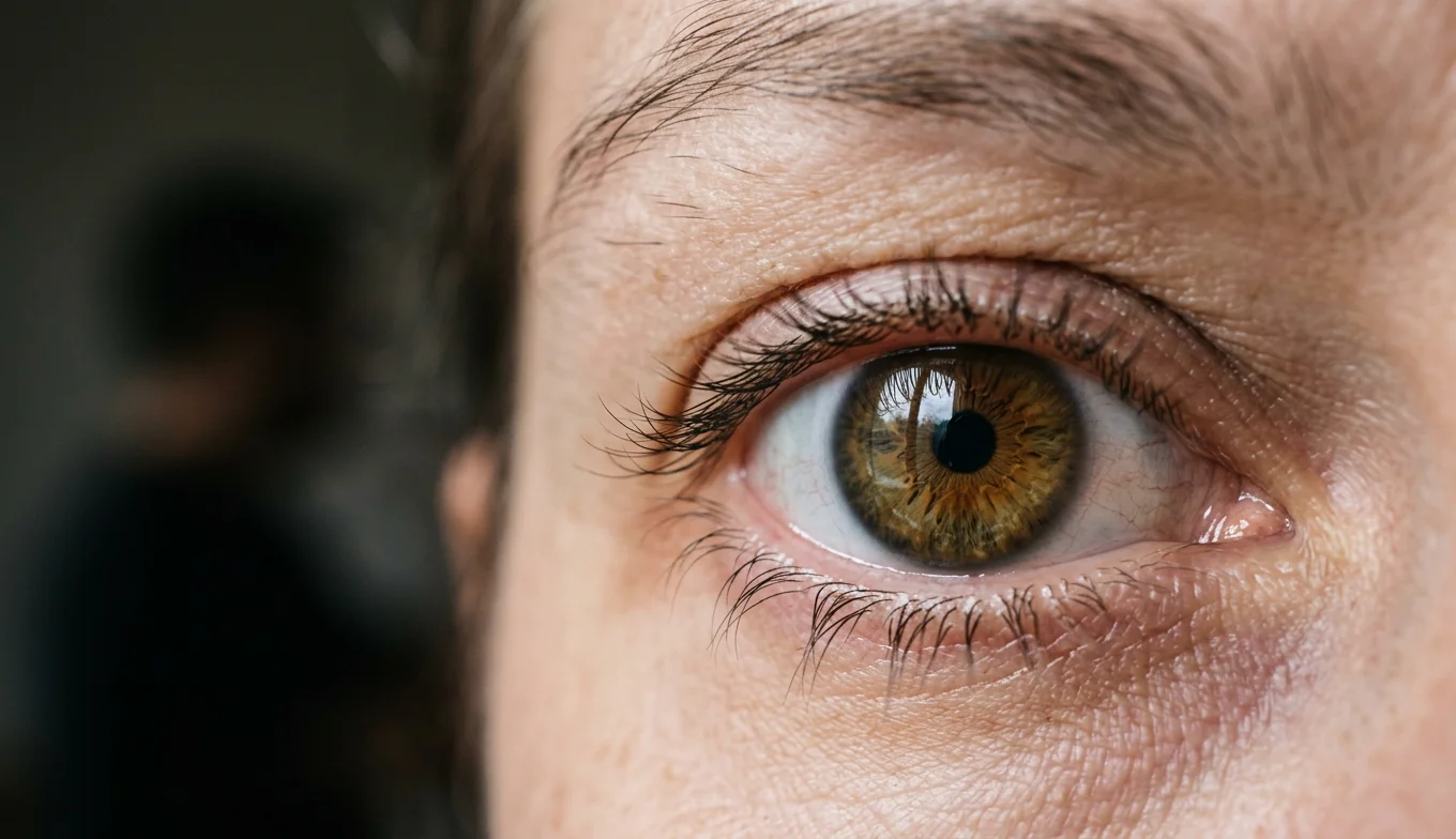 Mecanismo de la visión periférica para detectar el miedo 2 visión periférica - primer plano de ojo humano detectando una sombra en el borde del campo visual