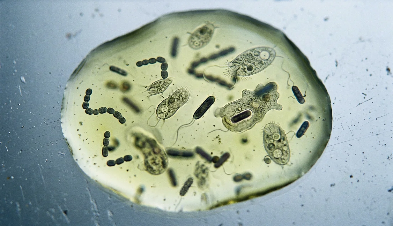 fosfina en Venus - representación de vida microscópica en una gota ácida